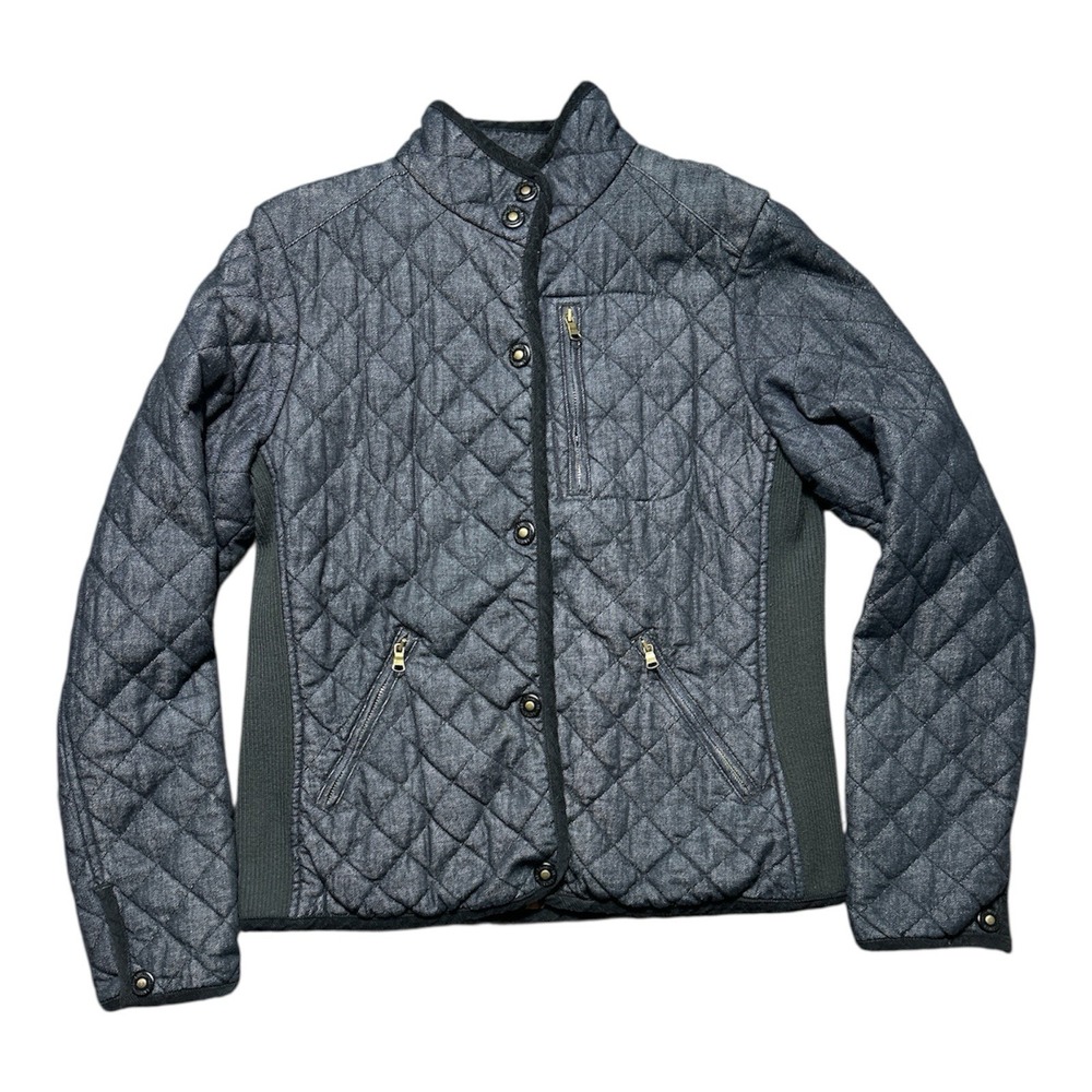 Women's M Lauren Ralph Lauren‎ Denim Quilted Jacket Snap Button